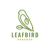 canarino uccello arroccato le foglie ramo linea stile minimo piatto semplice logo design vettore icona illustrazione