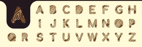 alfabeto legna giocoso icona impostato design vettore
