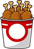 cartone animato fritte pollo nel benna. vettore mano disegnato illustrazione isolato su trasparente sfondo