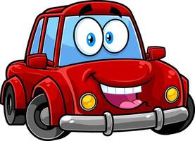 contento rosso auto cartone animato carattere. vettore mano disegnato illustrazione isolato su trasparente sfondo