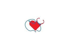 cuore stetoscopio vettore logotipo. lineare medico logo design.