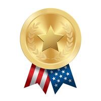 d'oro premio sport medaglia con Stati Uniti d'America nastri e stella vettore
