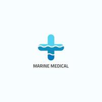 medico logo combinato più cartello e mare. vettore