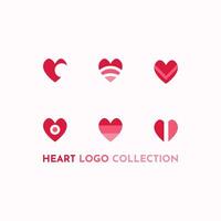 cuore logo collezione impostato con sei forme. vettore