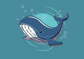 cartone animato vettore illustrazione di un' balena nuoto con bolle crescente sopra. Questo giocoso opera d'arte cattura