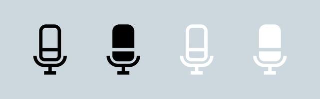 microfono icona impostato nel nero e bianca. voce segni vettore illustrazione.