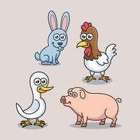 cartone animato azienda agricola fienile domestico animale per formazione scolastica bambini bambini vettore design arte
