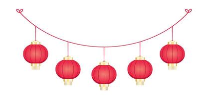 Cinese lanterna sospeso ghirlanda, lunare nuovo anno e metà autunno Festival decorazione grafico vettore