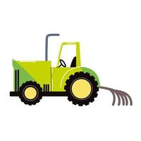 trattore agricolo con rastrello vettore