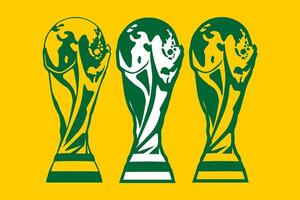 vettore impostato calcio mondo tazza trofeo giallo sfondo