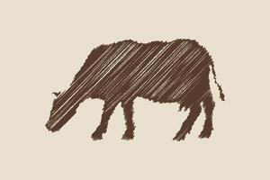Vintage ▾ incisione isolato mucca impostato illustrazione inchiostro schizzo. vettore