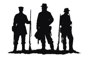 americano civile guerra soldati silhouette vettore, civile guerra soldato nero sagome vettore