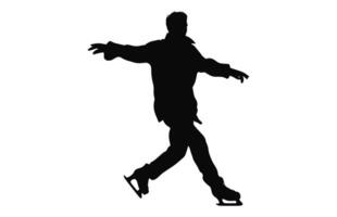 uomo figura ghiaccio pattinando silhouette vettore fascio, maschio figura pattinatore sagome nero clipart impostato