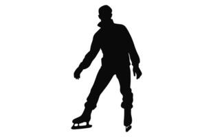 uomo figura ghiaccio pattinando silhouette vettore fascio, maschio figura pattinatore sagome nero clipart impostato