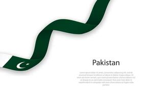 agitando nastro con bandiera di Pakistan vettore
