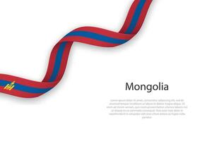 agitando nastro con bandiera di Mongolia vettore