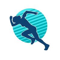 silhouette di un' sportivo donna nel in esecuzione posa. silhouette di un' femmina correre posa. vettore