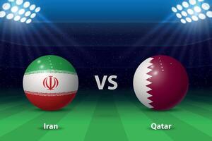 mi sono imbattuto vs Qatar. tramortire semi finale palcoscenico Asia 2023, calcio tabellone segnapunti vettore