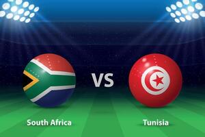 Sud Africa vs tunisia calcio tabellone segnapunti trasmissione grafico vettore