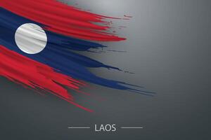3d grunge spazzola ictus bandiera di Laos vettore