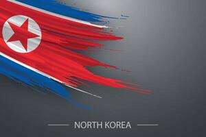 3d grunge spazzola ictus bandiera di nord Corea vettore