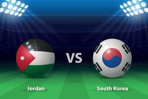 Giordania vs Sud Corea. tramortire semi finale palcoscenico Asia 2023, calcio tabellone segnapunti vettore