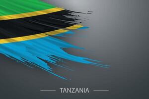 3d grunge spazzola ictus bandiera di Tanzania vettore