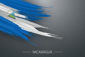 3d grunge spazzola ictus bandiera di Nicaragua vettore