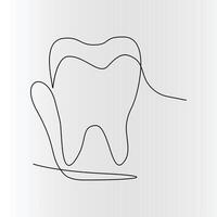 continuo una linea dente disegno stile e linea singola arte schema illustrazione vettore