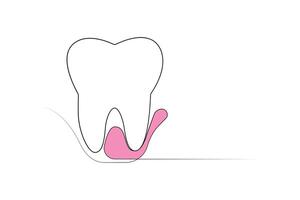 continuo una linea dente disegno stile e linea singola arte schema illustrazione vettore