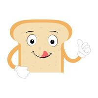 contento pane fetta cartone animato portafortuna carattere, divertente Sandwich cartone animato Vintage ▾ pane personaggio retrò stile pane logo vettore illustrazione 60s 70s pane retrò stile