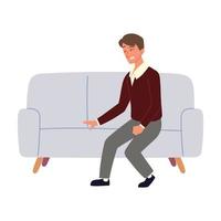 uomo seduto su un divano vettore