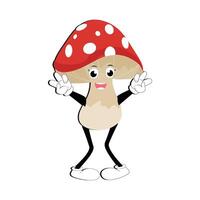 fungo personaggio design diverso espressione nel Vintage ▾ stile, kawaii fungo cartone animato portafortuna personaggio vettore illustrazione. eps 10