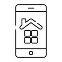 casa dentro smartphone, lineare design icona di vero tenuta App vettore