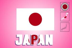 Giappone bandiera vettore illustrazione e carta geografica