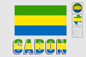 Gabon bandiera nazionale Africa emblema carta geografica icona vettore illustrazione