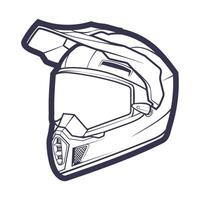 linea arte motociclo casco isolato su bianca sfondo vettore illustrazione