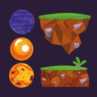cinque icone del videogioco della foresta vettore