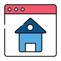 casa edificio su pagina web, icona di vero tenuta sito web vettore