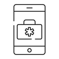 mobile assistenza sanitaria icona nel lineare design vettore