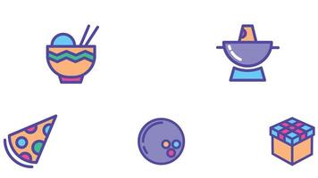 astratto cibo, gli sport, e gioco vettore illustrazione icone