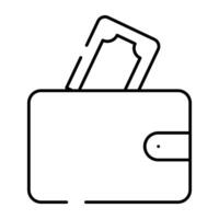 un'icona dell'accessorio portafoglio, disegno vettoriale del portafoglio