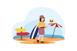 vacanza viaggiatore piatto design illustrazione vettore