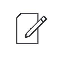 bloc notes simbolo con piatto icona di carta e penna. documento, taccuino, scrittura penna icona vettore illustrazione