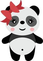 carino panda ragazza con arco vettore