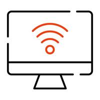 Wi-Fi segnali dentro tenere sotto controllo, icona di computer Wi-Fi vettore