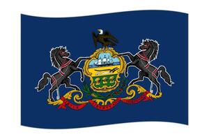 agitando bandiera di il Pennsylvania stato. vettore illustrazione.