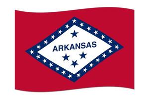 agitando bandiera di il Arkansas stato. vettore illustrazione.