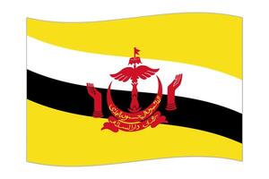 agitando bandiera di il nazione brunei. vettore illustrazione.