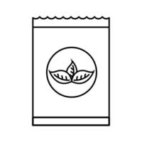 sacca per infusione di tè con disegno vettoriale icona stile linea di foglie